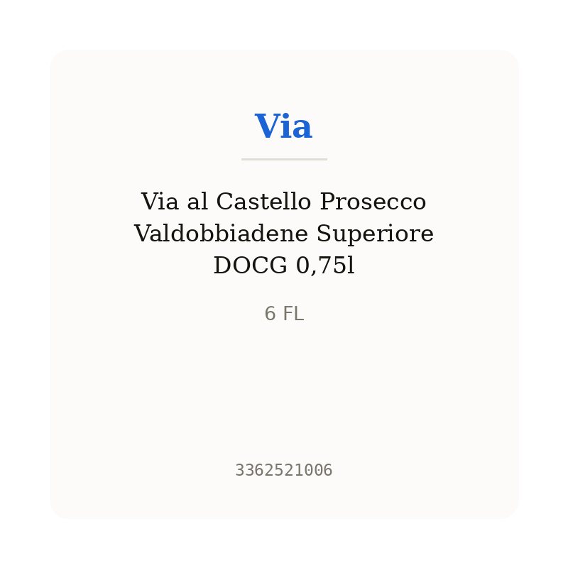 Via al Castello Prosecco Valdobbiadene Superiore DOCG 0,75l