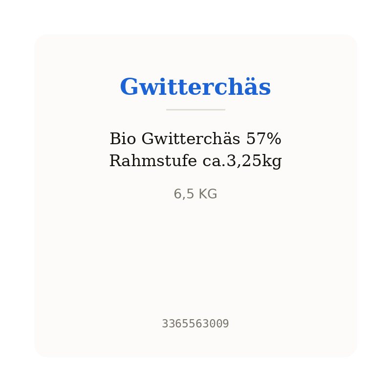 Bio Gwitterchäs 57% Rahmstufe ca.3,25kg