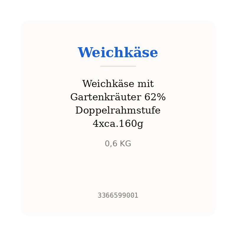 Weichkäse mit Gartenkräuter 62% Doppelrahmstufe 4xca.160g