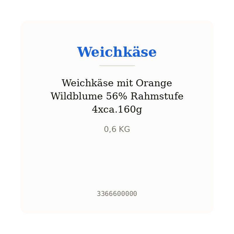Weichkäse mit Orange Wildblume 56% Rahmstufe 4xca.160g