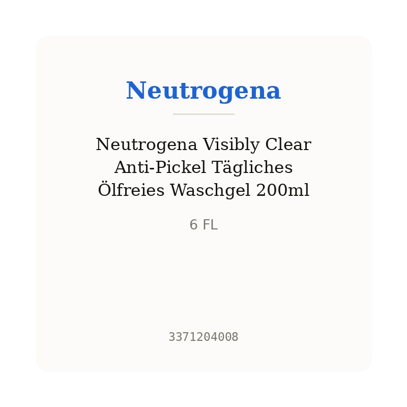 Neutrogena Visibly Clear Anti-Pickel Tägliches Ölfreies Waschgel 200ml