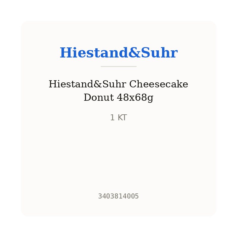 Hiestand&Suhr Cheesecake Donut 48x68g