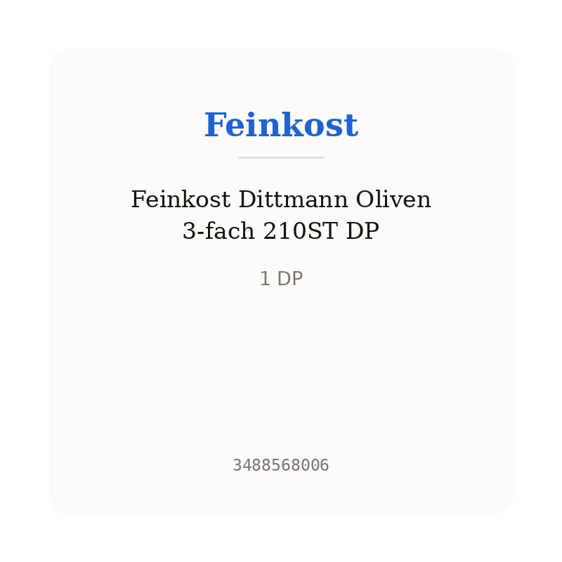 Feinkost Dittmann Oliven 3-fach 210ST DP