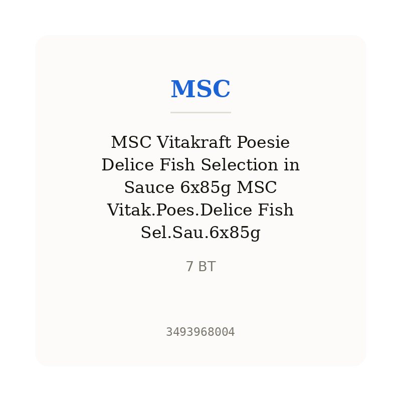 MSC Vitakraft Poesie Delice Fish Selection in Sauce 6x85g MSC Vitak.Poes.Delice Fish Sel.Sau.6x85g
