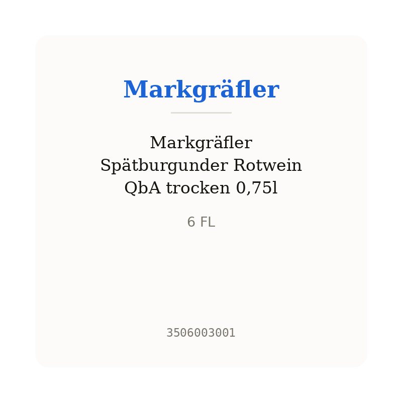 Markgräfler Spätburgunder Rotwein QbA trocken 0,75l