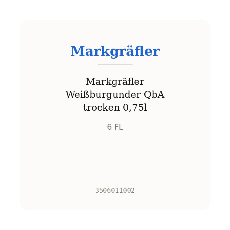Markgräfler Weißburgunder QbA trocken 0,75l