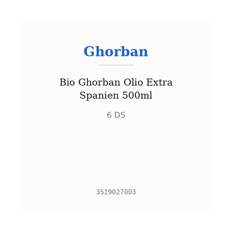 Bio Ghorban Olio Extra Spanien 500ml