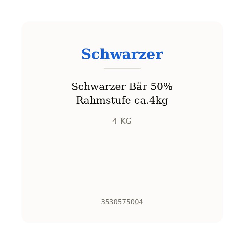 Schwarzer Bär 50% Rahmstufe ca.4kg