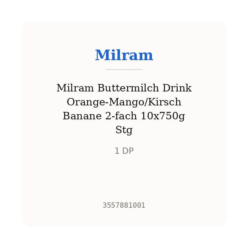 Milram Buttermilch Drink Orange-Mango/Kirsch Banane 2-fach 10x750g Stg
