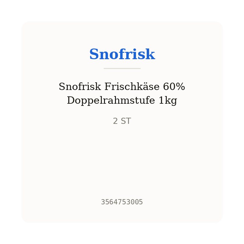 Snofrisk Frischkäse 60% Doppelrahmstufe 1kg