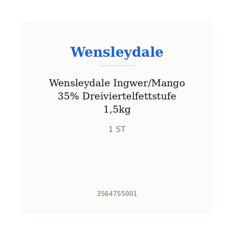 Wensleydale Ingwer/Mango 35% Dreiviertelfettstufe 1,5kg