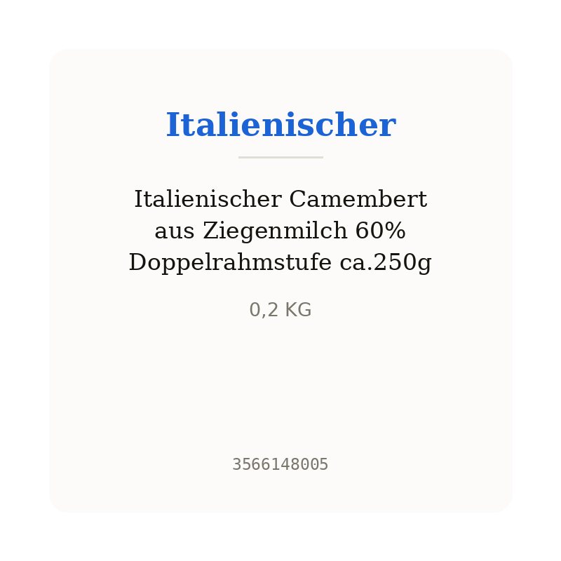 Italienischer Camembert aus Ziegenmilch 60% Doppelrahmstufe ca.250g