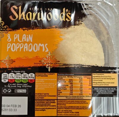 Sharwood's Poppadoms Classic 72g