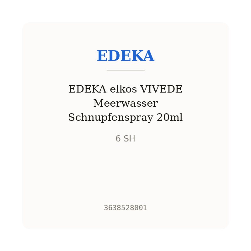 EDEKA elkos VIVEDE Meerwasser Schnupfenspray 20ml
