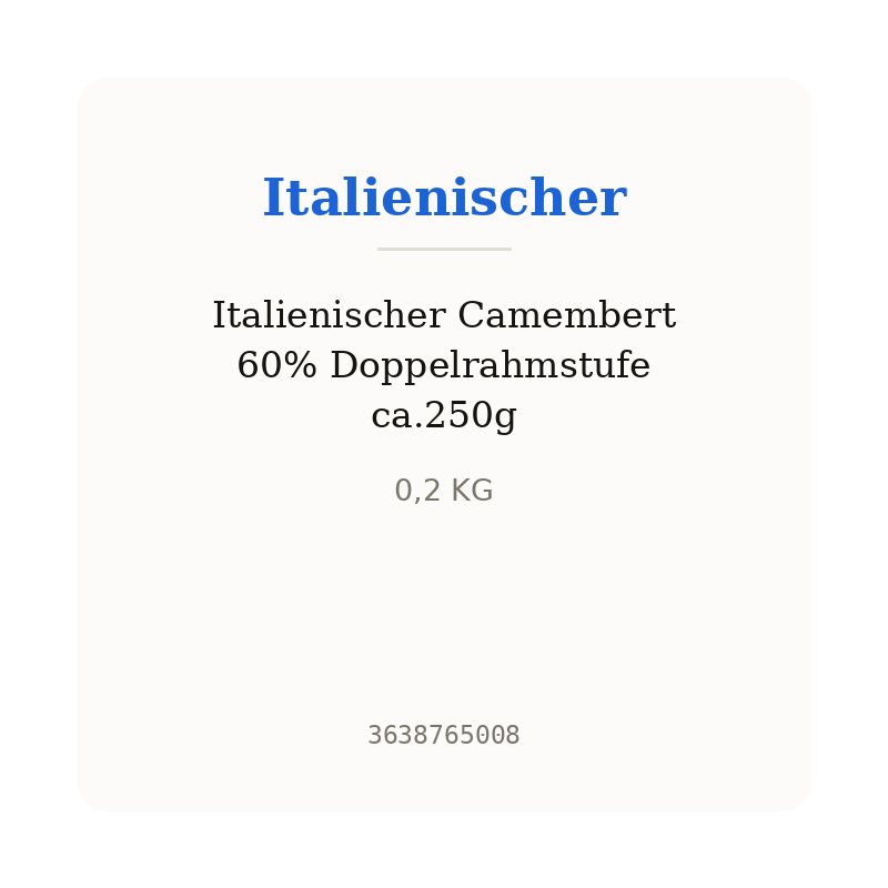 Italienischer Camembert 60% Doppelrahmstufe ca.250g
