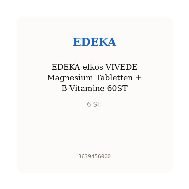 EDEKA elkos VIVEDE Magnesium Tabletten + B-Vitamine 60ST