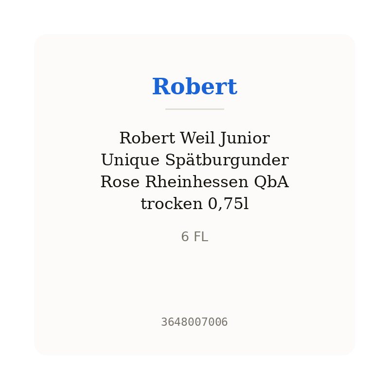 Robert Weil Junior Unique Spätburgunder Rose Rheinhessen QbA trocken 0,75l