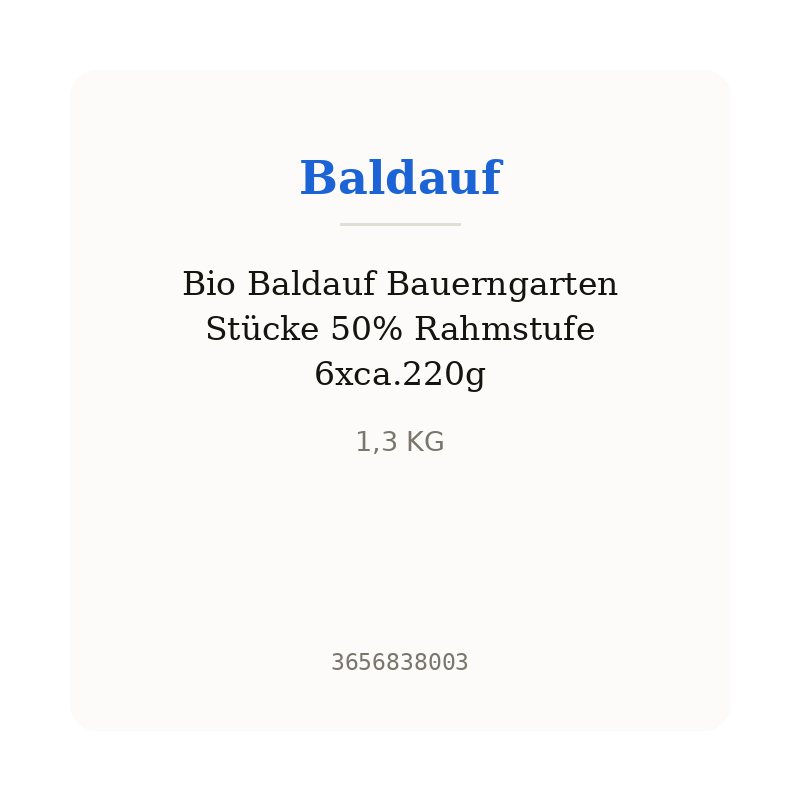 Bio Baldauf Bauerngarten Stücke 50% Rahmstufe 6xca.220g