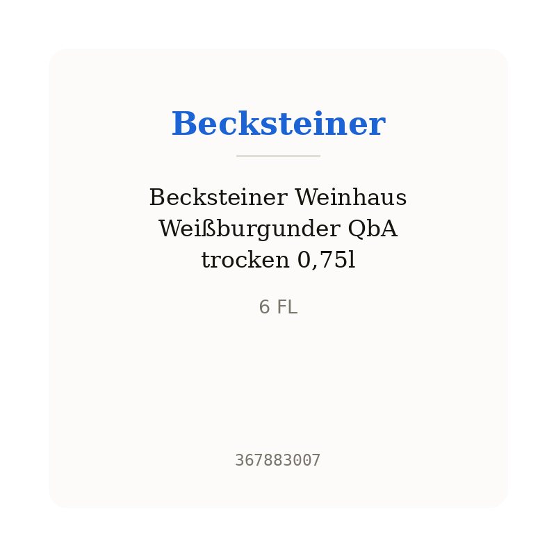 Becksteiner Weinhaus Weißburgunder QbA trocken 0,75l