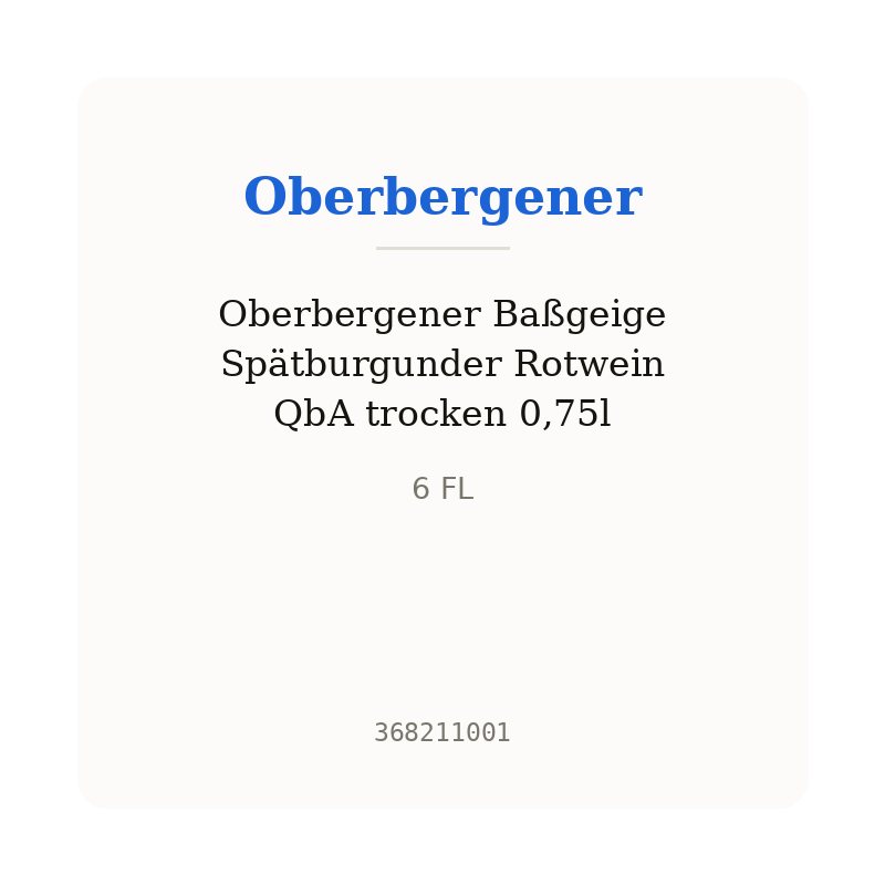 Oberbergener Baßgeige Spätburgunder Rotwein QbA trocken 0,75l