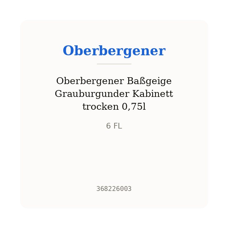 Oberbergener Baßgeige Grauburgunder Kabinett trocken 0,75l