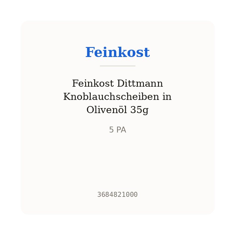 Feinkost Dittmann Knoblauchscheiben in Olivenöl 35g