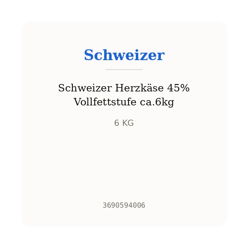 Schweizer Herzkäse 45% Vollfettstufe ca.6kg