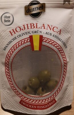 Dumet Hojiblanca grüne Oliven ohne Stein 150g