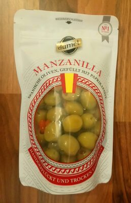 Dumet Manzanilla grüne Oliven gefüllt mit Paprikapaste 200g