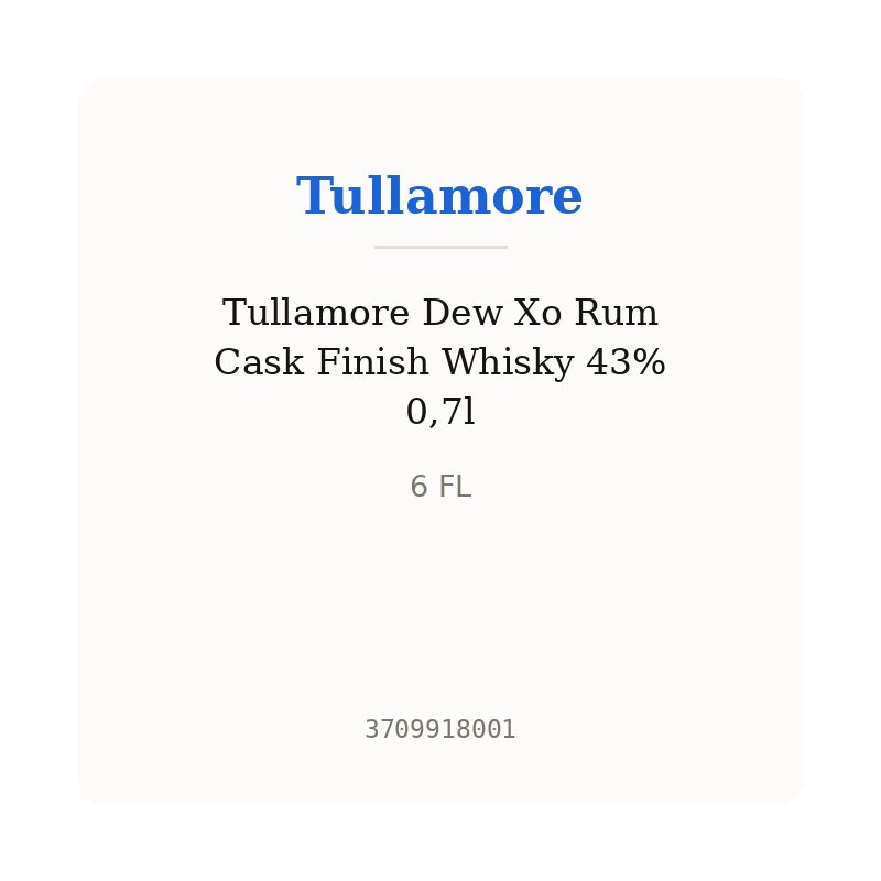 Tullamore Dew Xo Rum Cask Finish Whisky 43% 0,7l