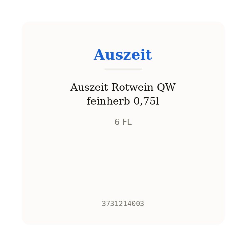 Auszeit Rotwein QW feinherb 0,75l