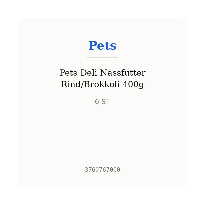 Pets Deli Nassfutter Rind/Brokkoli 400g