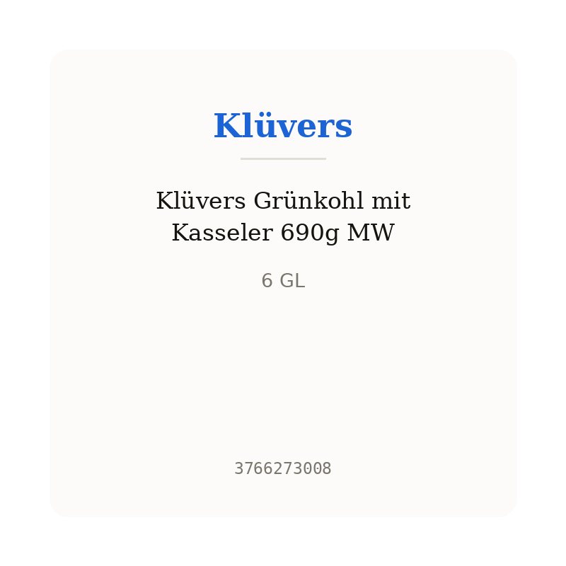 Klüvers Grünkohl mit Kasseler 690g MW