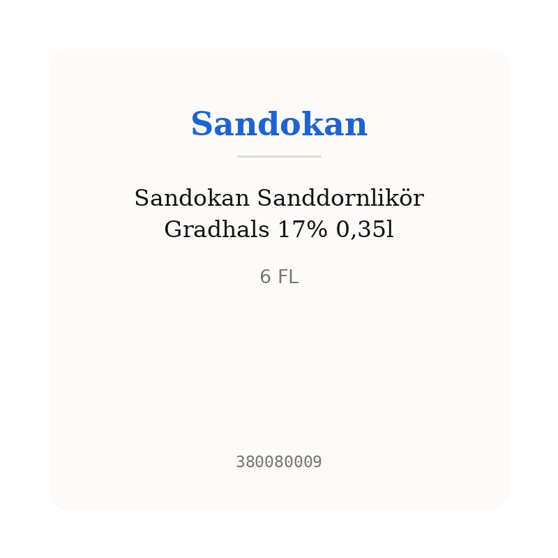 Sandokan Sanddornlikör Gradhals 17% 0,35l