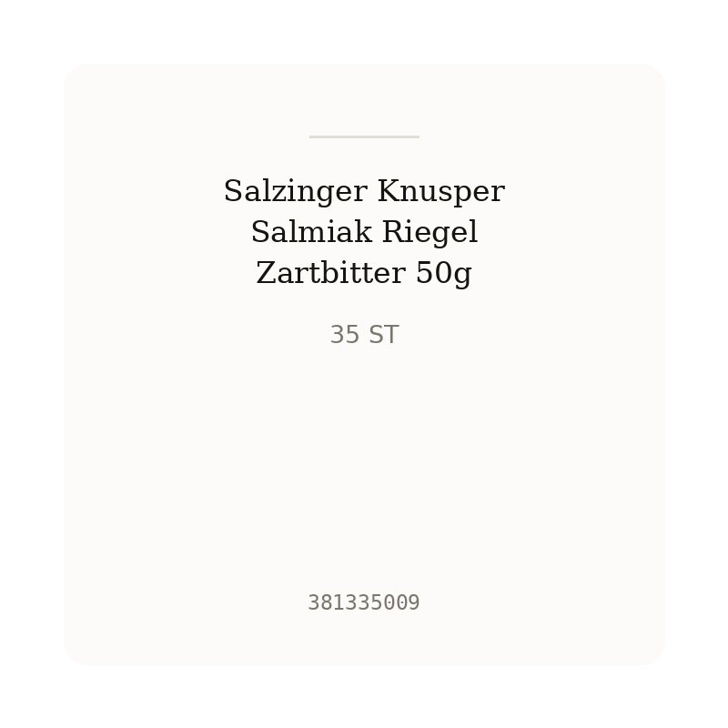 Salzinger Knusper Salmiak Riegel Zartbitter 50g