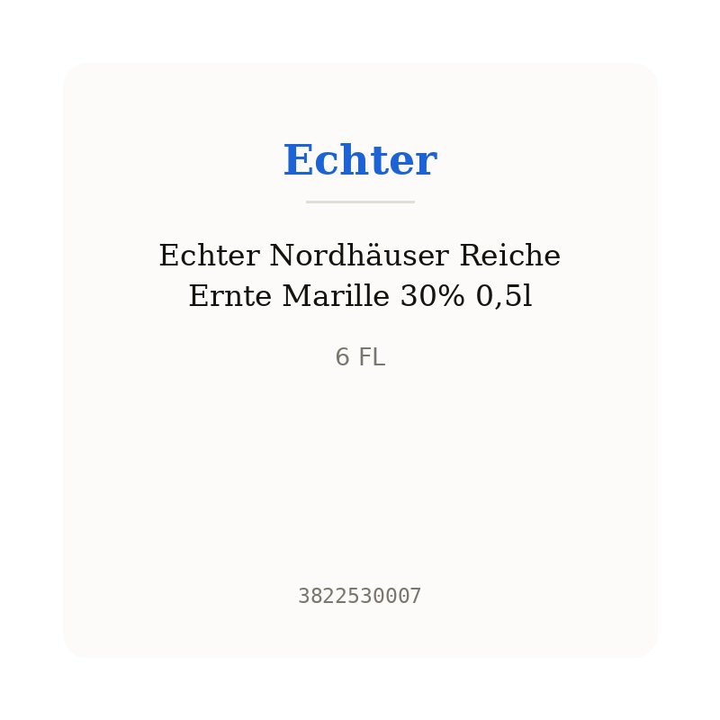 Echter Nordhäuser Reiche Ernte Marille 30% 0,5l