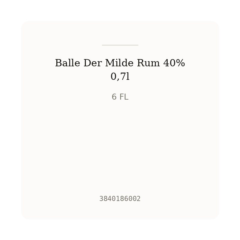 Balle Der Milde Rum 40% 0,7l