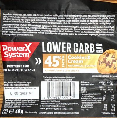 Power System Active Lifestyle Lower Carb Bar Cookies&Cream 40g