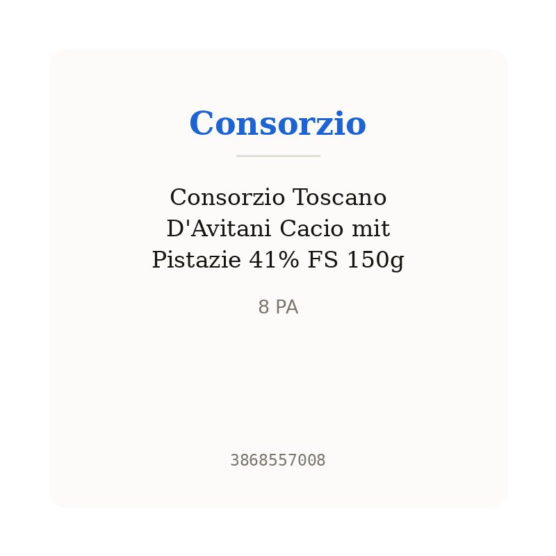 Consorzio Toscano D'Avitani Cacio mit Pistazie 41% FS 150g