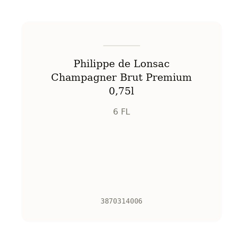 Philippe de Lonsac Champagner Brut Premium 0,75l