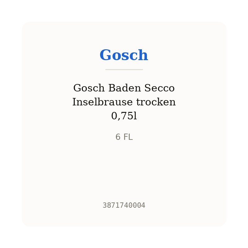 Gosch Baden Secco Inselbrause trocken 0,75l