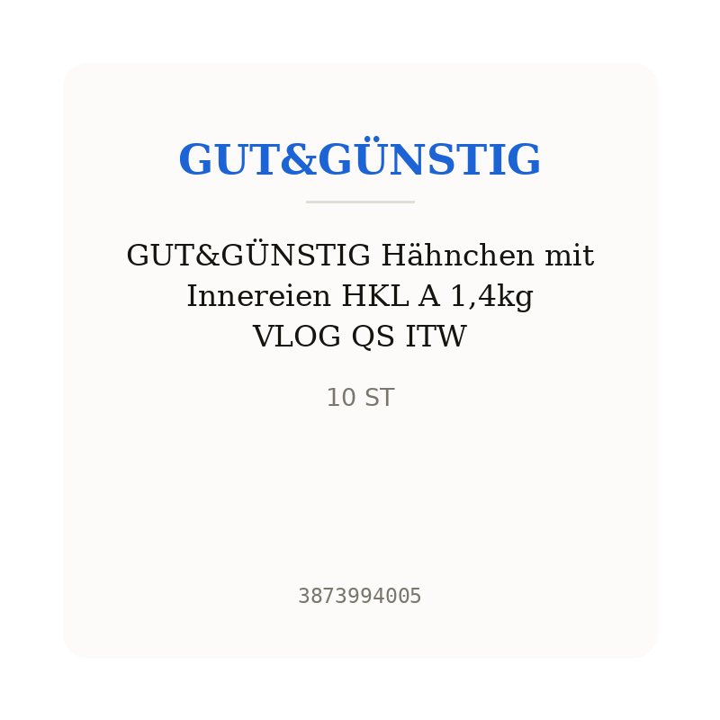 GUT&GÜNSTIG Hähnchen mit Innereien HKL A 1,4kg VLOG QS ITW