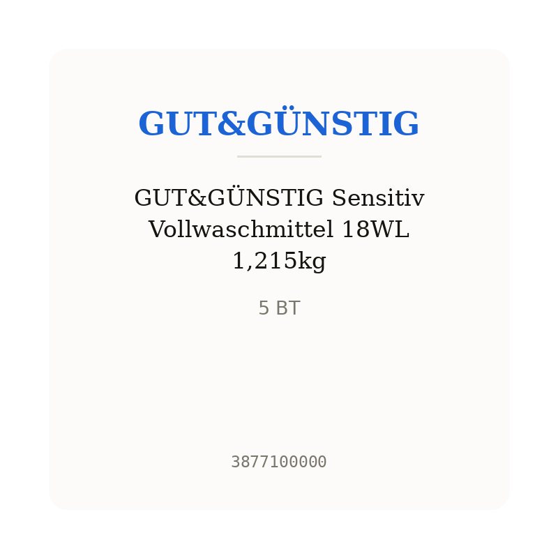 GUT&GÜNSTIG Sensitiv Vollwaschmittel 18WL 1,215kg