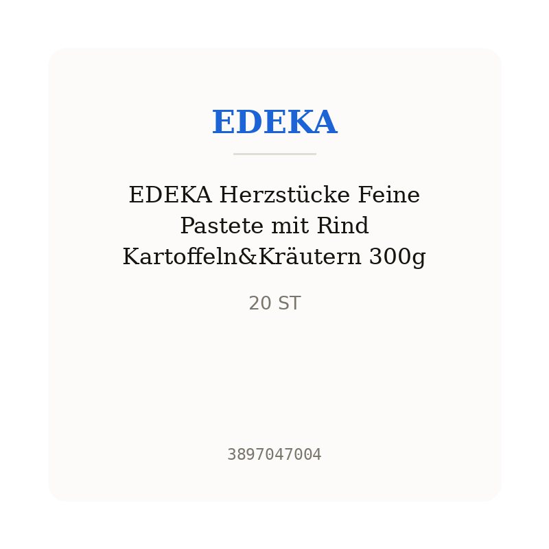 EDEKA Herzstücke Feine Pastete mit Rind Kartoffeln&Kräutern 300g