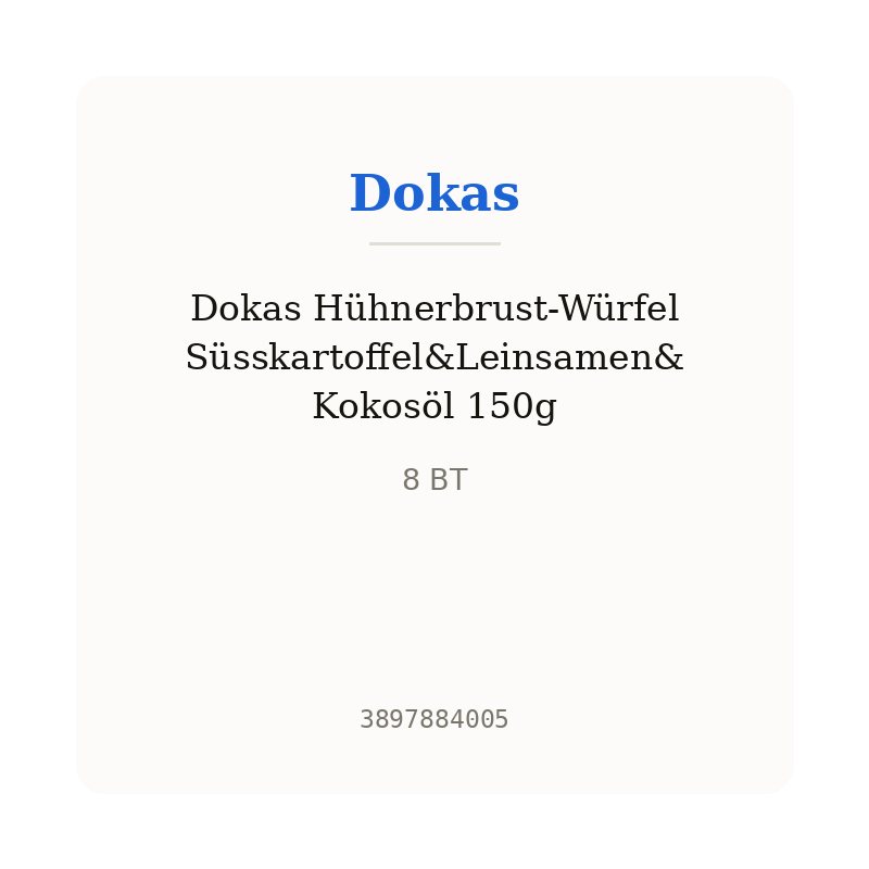 Dokas Hühnerbrust-Würfel Süsskartoffel&Leinsamen&Kokosöl 150g