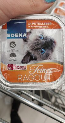 EDEKA Herzstücke Feines Ragout mit Pute&Leber in Karottensauce 100g