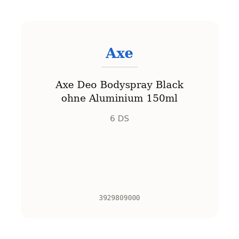Axe Deo Bodyspray Black ohne Aluminium 150ml