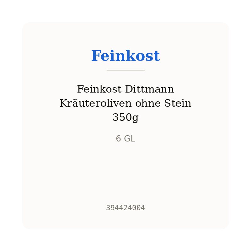 Feinkost Dittmann Kräuteroliven ohne Stein 350g