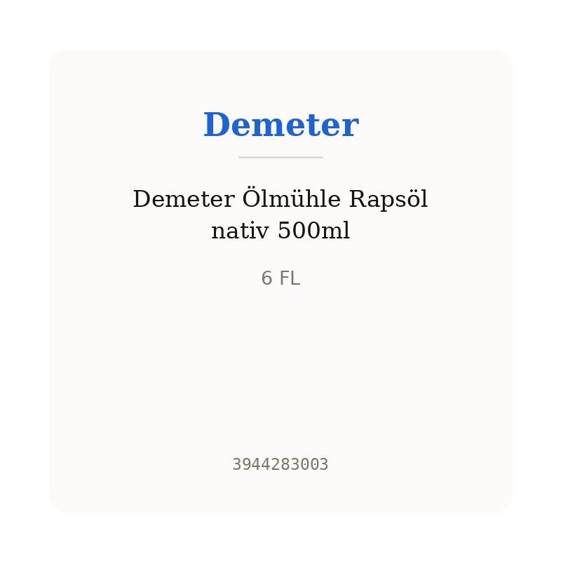 Demeter Ölmühle Rapsöl nativ 500ml