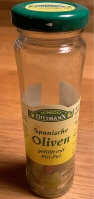 Feinkost Dittmann Spanische Oliven gefüllt Piri-Piri 140g
